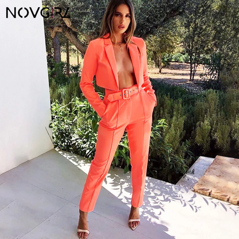 Женский блейзер Novgirl повседневный неоновый костюм из двух предметов с длинным