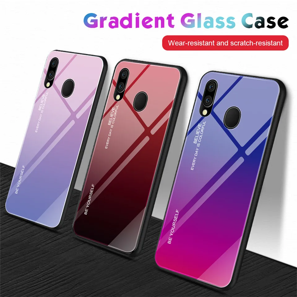 Gradient Tempered Glass Back Cover For Samsung Galaxy M20 M10 A30 A50 Cases M 20 10 A 30 50 Colorful |