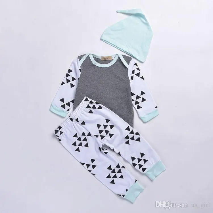 Christmas Baby Clothes 3PCS Sets INS Newborn Kids unisex Long Sleeve T shirt + Pants With Hat outfit |