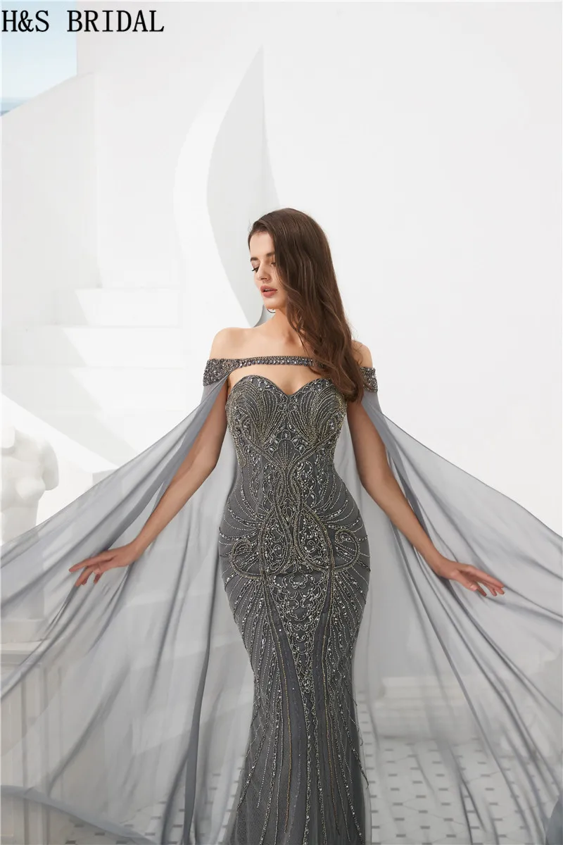 H&ampS Bridal Sweetheart Evening Dress Luxury Beading Sleeveless Women Formal Arabic Gown With Chiffon Bolero Robe De Soiree | Свадьбы и
