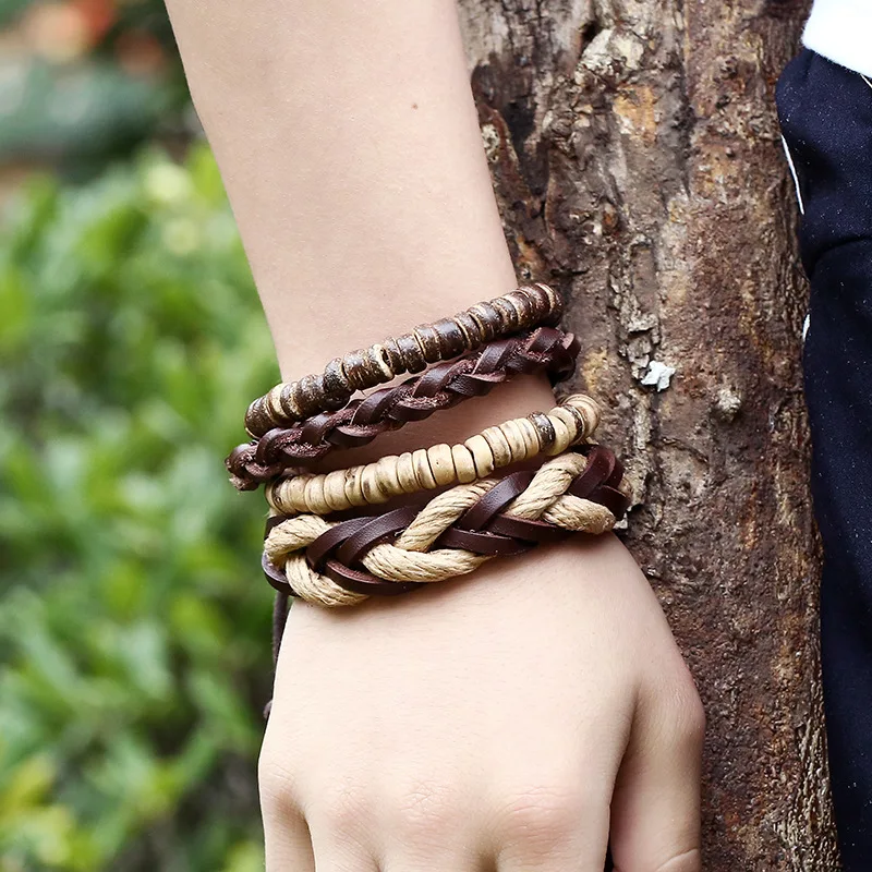 4 шт./компл. темно светло коричневые деревянные бусины коричневый Натуральная