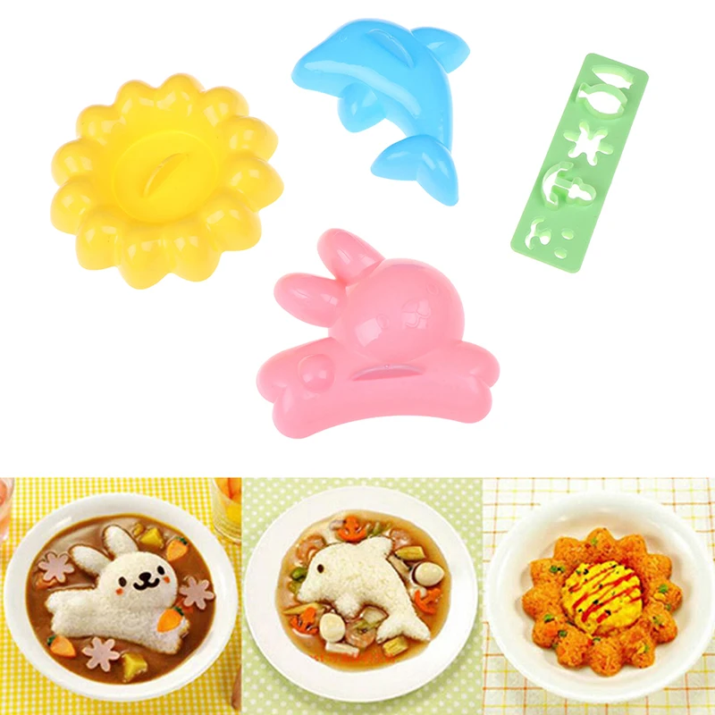 4 шт./компл. кролик Дельфин онигири сэндвич формочка для торта Форма карри риса в