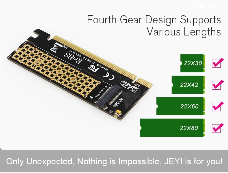 JEYI Cool Swift NVME M.2 X16 PCI-E Riser Card 2280 теплопроводность кремниевые пластины охлаждения пыленепроницаемый алюминиевый лист золотой стержень