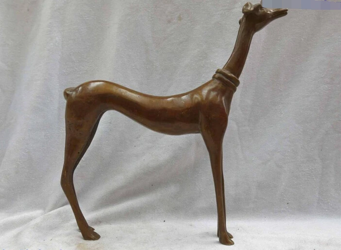 

Crafts Arts wholesale factory 9" China brass copper finely carved beautifu exaggerated dog Sculpture Statue