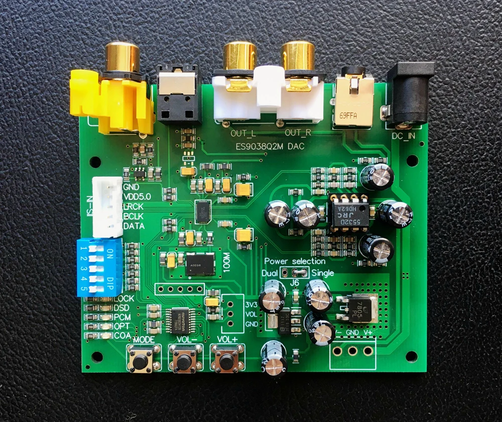 ES9038Q2M I2S IIS DSD доп коаксиальный SPDIF волокна цифровой аудио ЦАП Декодер совета RCA+ 3,5 терминал DC 9-15 В A9-012