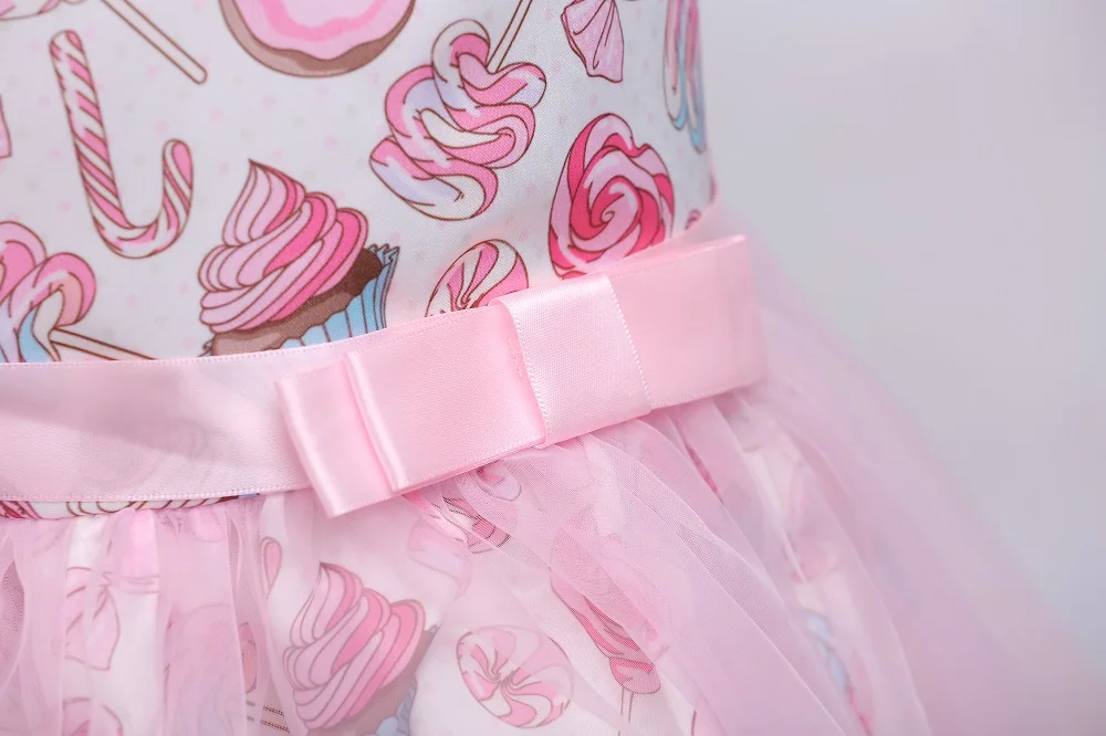 New Year Day Baby Girls dress ice cream print of Children's Dress Kids Party Wear Girl Ceremony Vestido Christmas Clothes | Детская