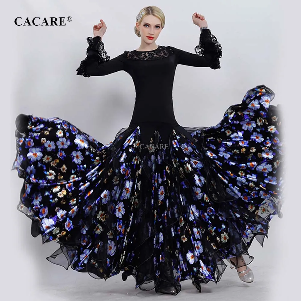 

Ballroom Dance Competition Dresses Standard Ballroom Waltz Dance Dresses Costumes Top Skirt 2 Choices D0098 Big Sheer Hem