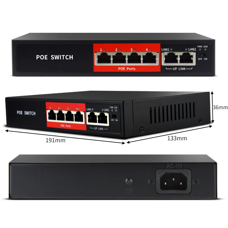 4+ 2 порта 48 в PoE инжектор питания через Ethernet переключатель для ip-камеры 1236 источник питания 4ch poe swich IEEE802.3af/at