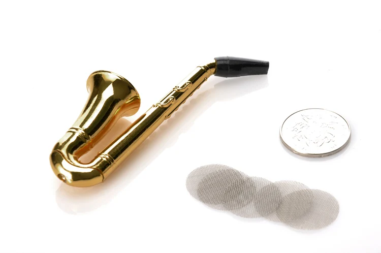 Two Style Small / Big 1X Reggae Saxophone Shaped Metal Smoking Pipe Portable Aluminum With 5 Screen Tobacco Herb Pipes | Дом и сад