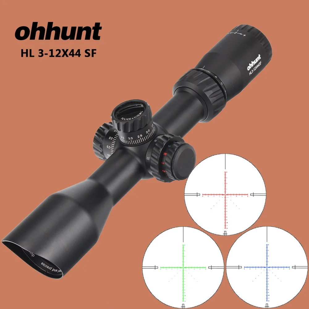 ohhunt HL 3 12X44 SF Tactical Optical Sight Glass Etched Reticle Hunting Riflescope RGB llluminate Side Parallax Rifle Scope|rifle scope|etched