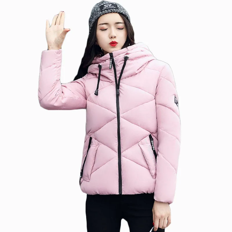 

2017 new arrival women winter jacket short hooded thicken warm ladies parka cotton wadding female loose coat ZL639