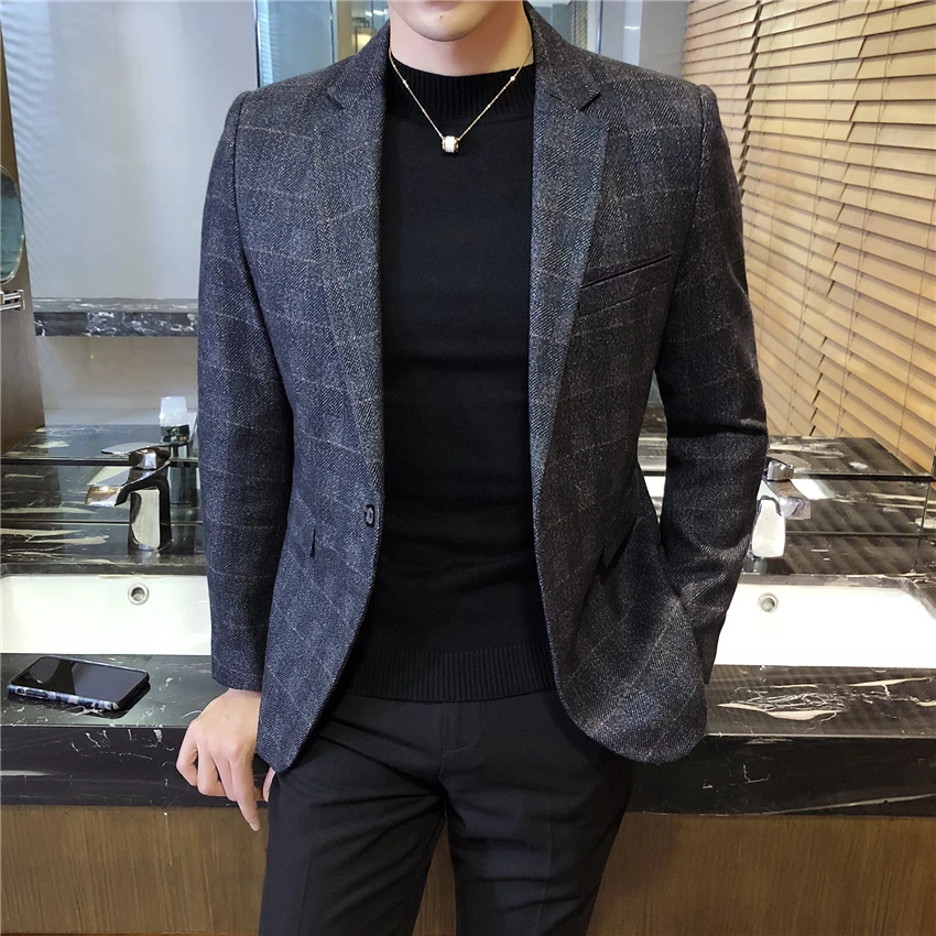 Мужской деловой Блейзер с длинным рукавом размеры S M L XL XXXL 4XL 5XL | Мужская одежда