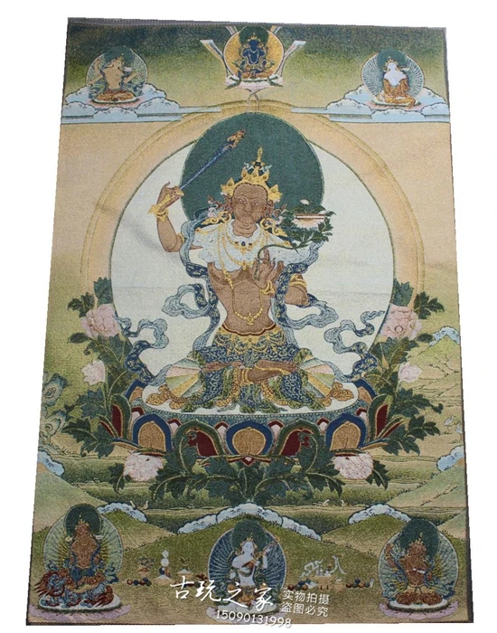 36-дюймовые КИТАЙСКИЕ ТИБЕТСКИЕ вышивки, шелковые искусственные картины Tangka Thangka, роспись