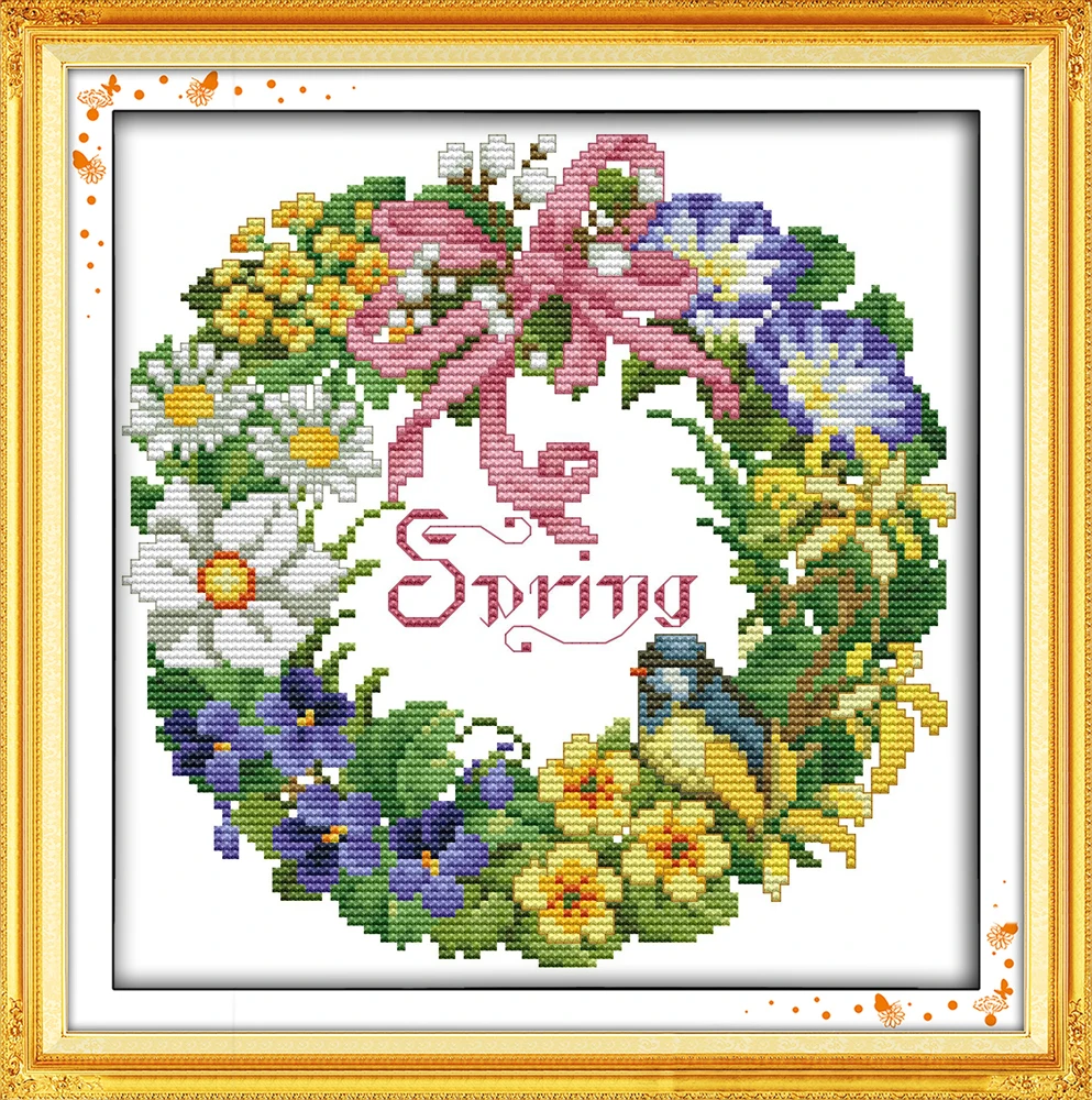 

Garland Printing pattern Cross Stitch Kits Chinese Embroidery Needlework DMC Counted Home Decor Cross-stitch set Beautiful gift