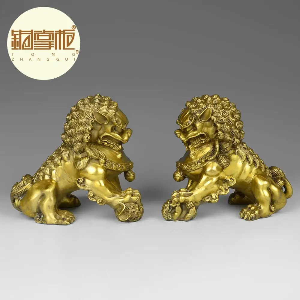 Бездонная медный Лев Пекина лев на большом craft талисман|lion|lion |