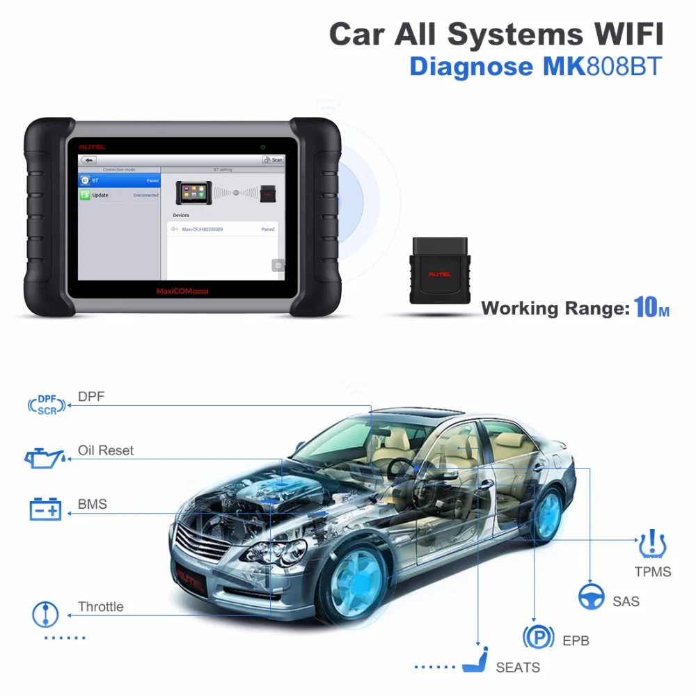 Autel MaxiCOM MK808 BT OBD2 автомобильный диагностический инструмент Автомобильный сканер