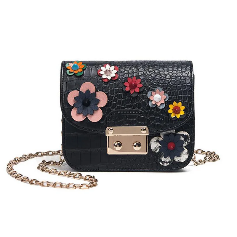 Новинка 2017 года Для женщин Сумки через плечо Модные Цвет цветок Дизайн на Цепи
