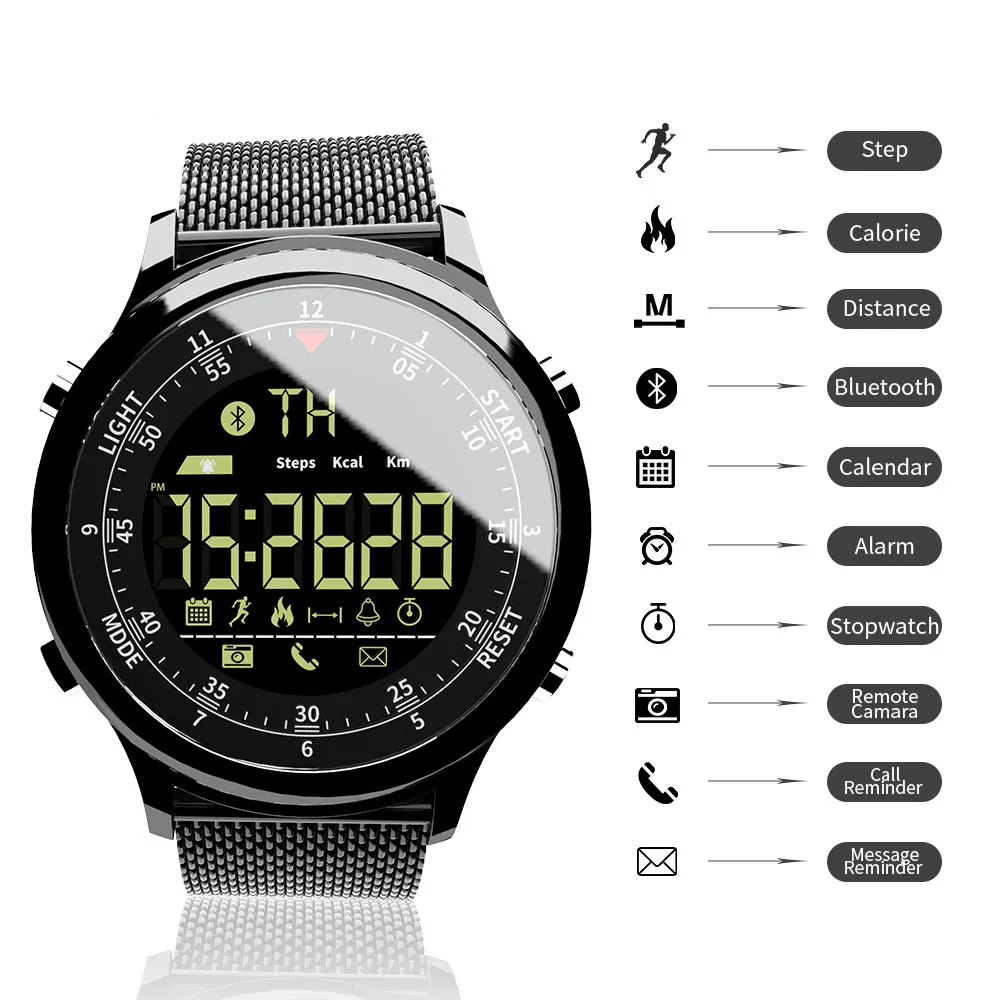 Смарт-часы с Bluetooth водонепроницаемые спортивные мужские цифровые часы