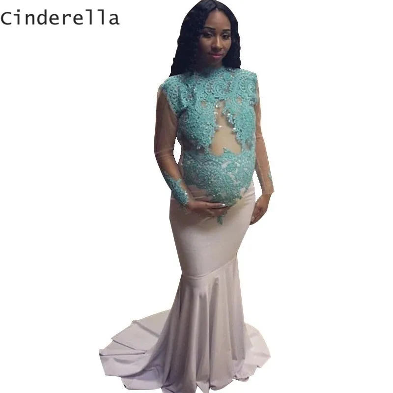 Удобное платье Золушки с высоким воротом и длинными рукавами кружевное из