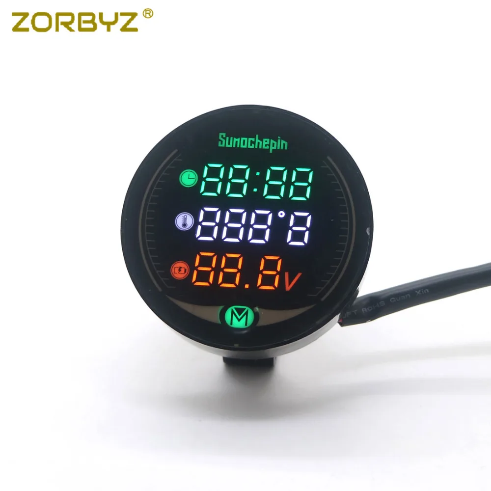 Zorbyz 3-в-1 мотоцикл цифровой светодиодный часы реального времени Температура Напряжение термометр Вольтметр комбо
