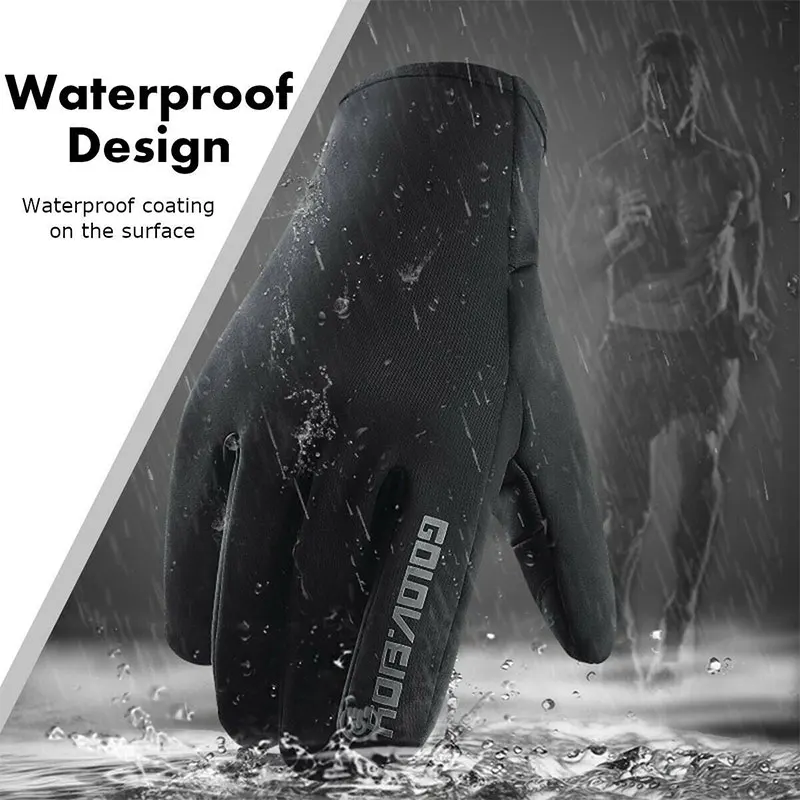 

Black Spandex Waterproof Motorcycle Gloves Thermal Windproof Protective Glove Thickening Wear-Resistant Riding Gloves Outdoor