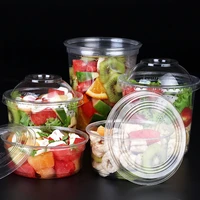 100pcs disposable salad bowl takeaway boxes household dinner tool transparent popcorn bucket plastic fruit cooked food cup