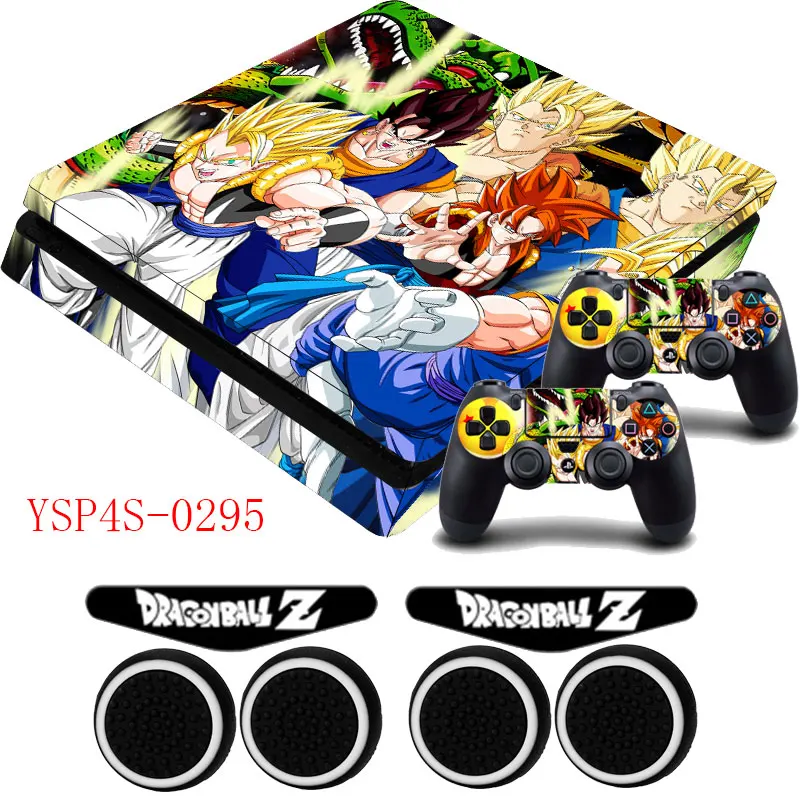 Dragon Ball Z GOKU PS4 тонкий кожи винил Стикеры защитный чехол и Захваты Шапки для Playstation 4