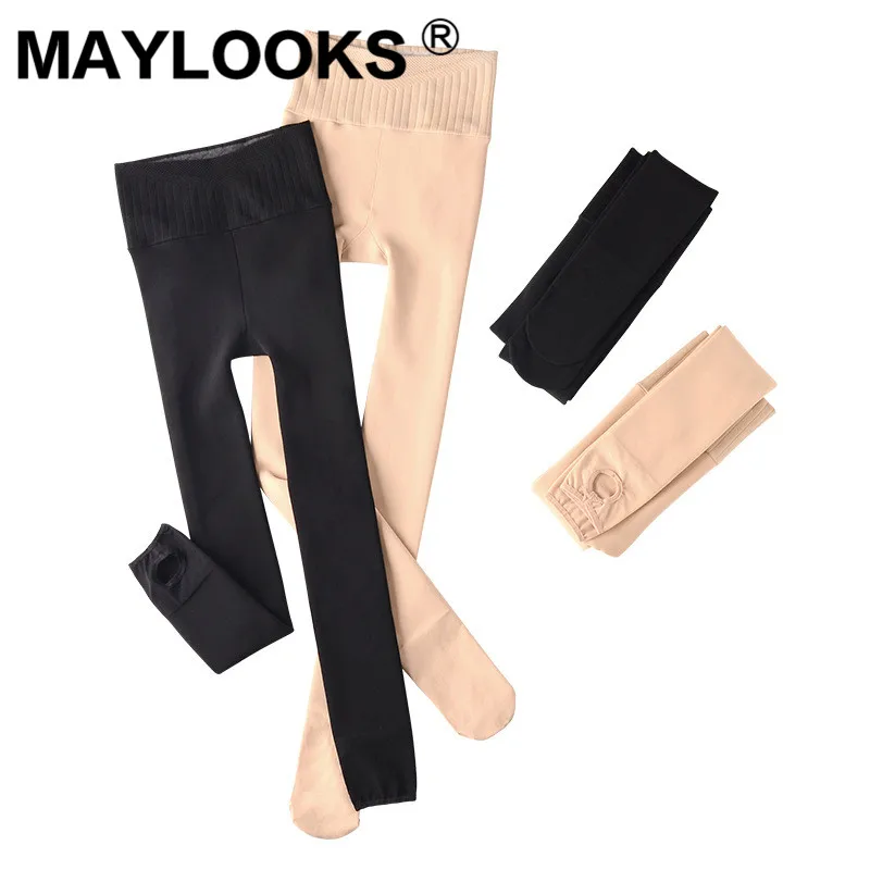 Maylooks 350 г осенью и зимой Высокая талия плюс бархатные теплые ноги слоистых один