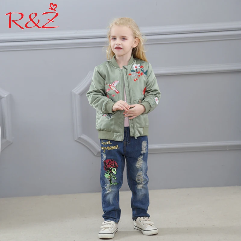 R&ampZ Baby Girls Coat 2019 Winter Flower Printing Embroidery Chinese Style Zipper Thickened Cotton Long Sleeve Jacket for Kids | Детская