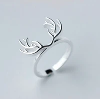 daisies s925 sterling silver cute deer antlers rings for women christmas gift elk ring sterling silver jewelry