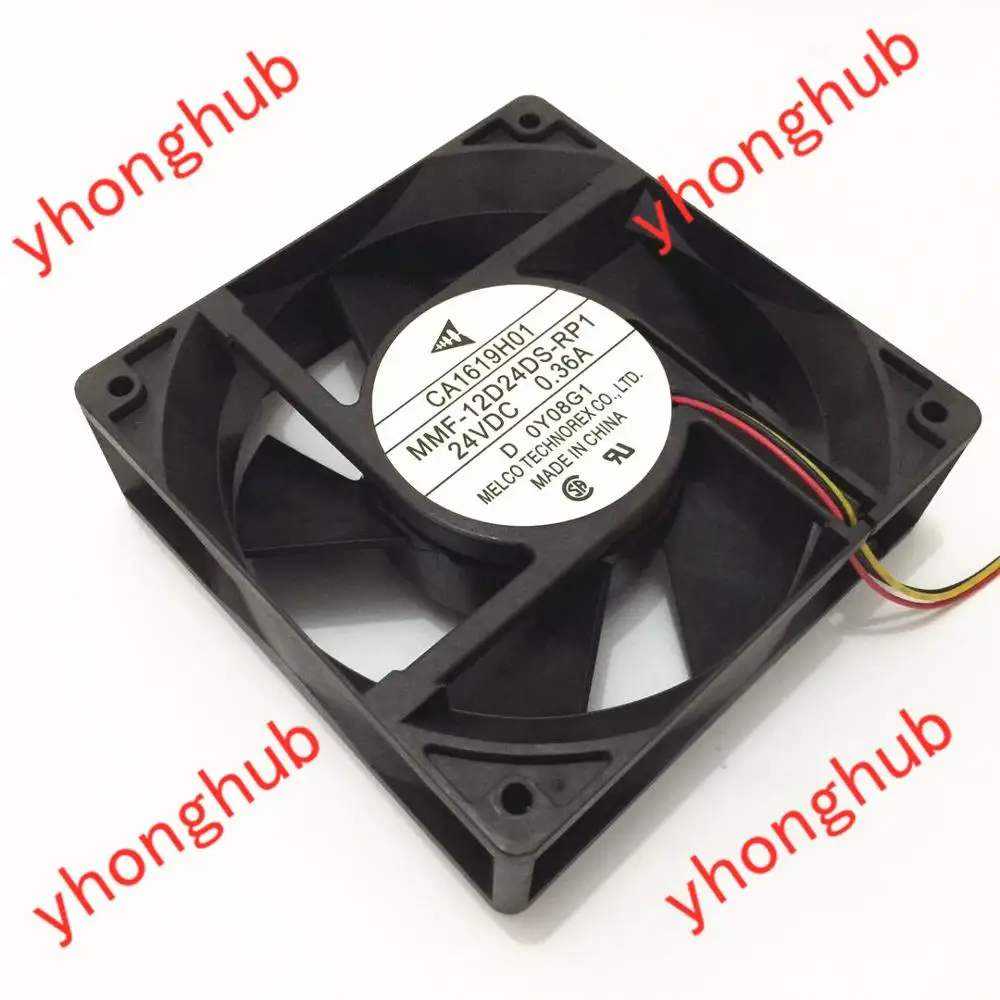 Двойное MMF 12D24DS RP1 DC 24V 0.36A 3 жильный 120X120X38mm Сервер вентилятор охлаждения|square fan|server