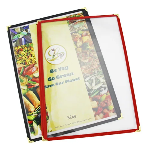 5/ПАК Ресторан рецепт меню покрывает ПВХ листы для защиты бумаги одно складное