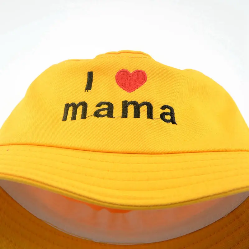 Панама детская летняя из хлопка двусторонняя с надписью I love Mama H162S | Мать и