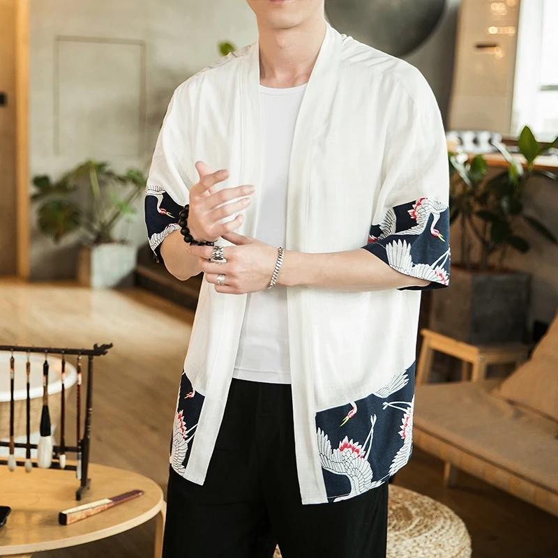 Японское кимоно кардиган для мужчин haori yukata мужской самурайский костюм одежда кимоно куртка мужская кимоно рубашка yukata haori KK001
