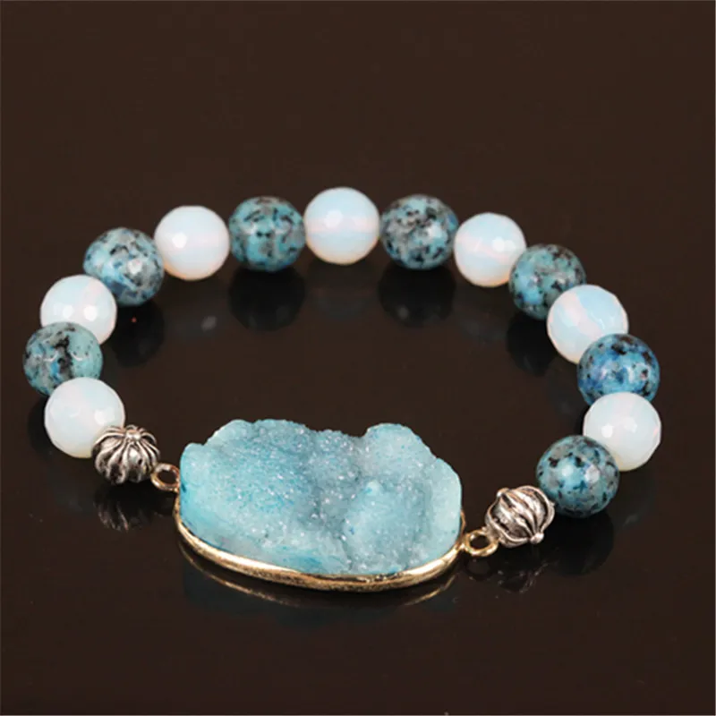Высокое качество очарование drusy druzy Кристалл кварцевый камень Браслеты