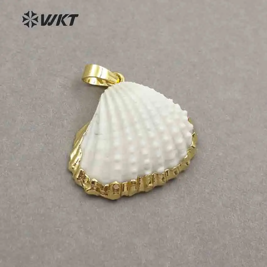 WT- JP017 Amazing White Scallop Shell Pendant Wholesale Natural scallop pendant gold color gift | Украшения и аксессуары