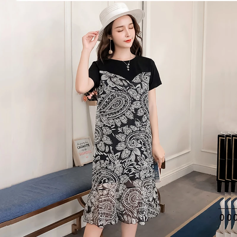 HUTI WJWYL 2018 Elegant Women Midi Sundress Black Party Korean Chic Dresses Beach Casual Vestidos Summer Cotton Dress Plus Size | Женская
