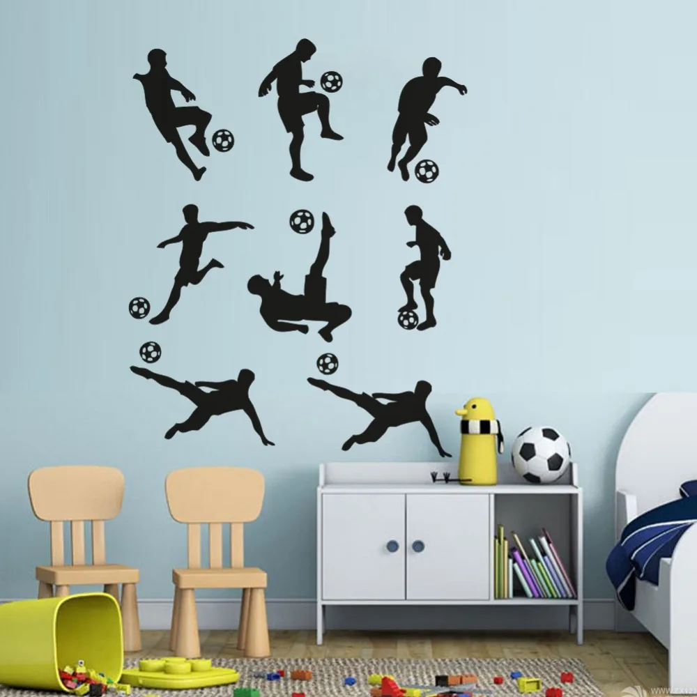 8 шт./компл. настенный стикер для футболиста обои мальчиков футбольного футбола