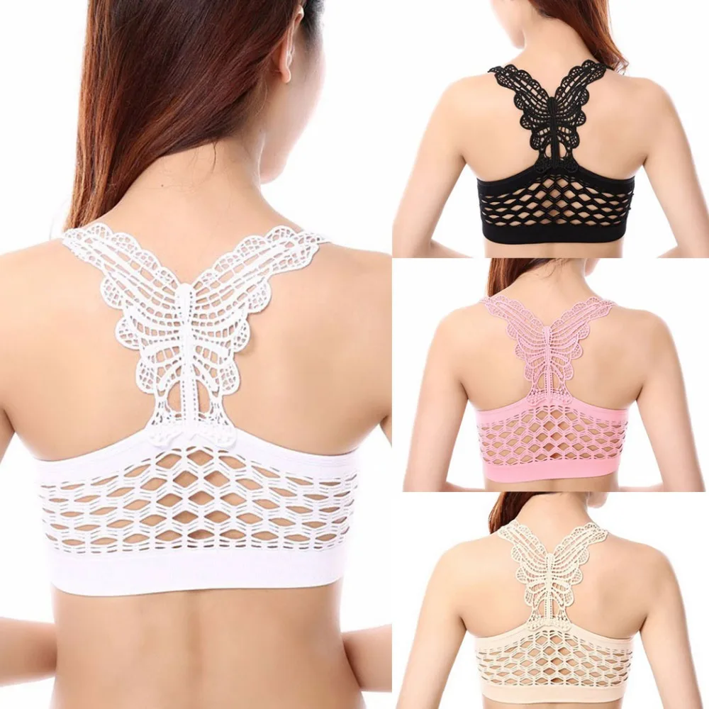 Бесшовный пуш-ап бюстгальтер для женщин 2017 летний полый укороченный топ занятий
