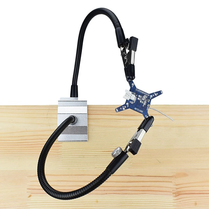 HOT-Bench Vise Aluminum Table Clamp Soldering Iron Holder Station Pcb Fixture Helping Hands With 2 Flexible Arms 