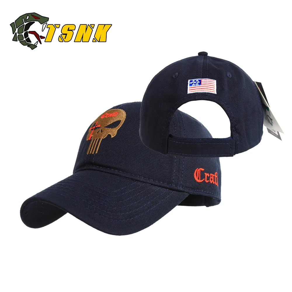 Sniper NBLUE TSNK Мужская и женская вышитая американская Каратель, командная хлопковая кепка для бега, бейсболка с регулировкой - Цвет: Sniper NBLUE