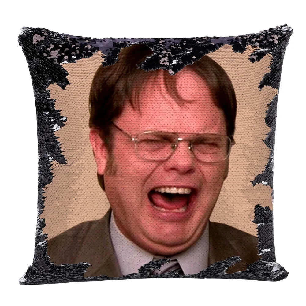 Dwight Schrute смеющаяся Подушка с блестками | Наволочка Двухцветная подушка Подарок