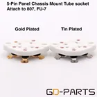 10 шт., керамическая трубчатая розетка, 5pin, крепление на шасси для 807 FU7 24 27 37 46 47 56 76, винтажный усилитель, сделай сам, Оловянное золото