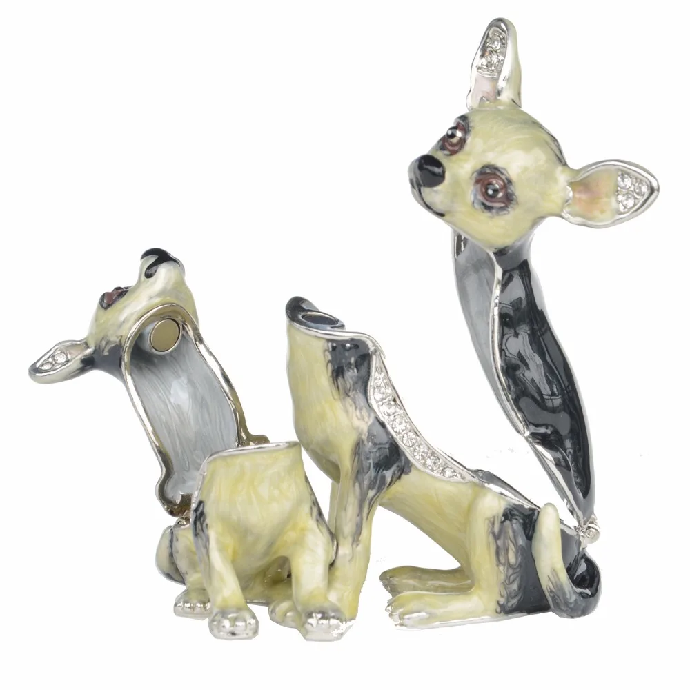 

Chihuahua Dog Trinket Box Pewter Handmade Jewelry Box Dog Figures Gifts for Pet Lovers