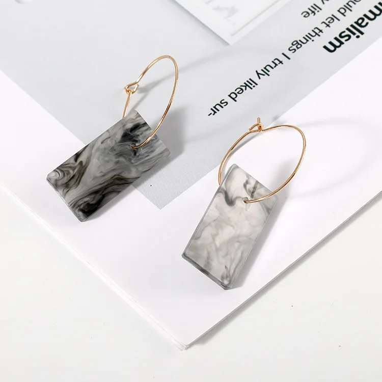 Корейские Модные прямоугольные мраморные серьги для женщин уникальные простые
