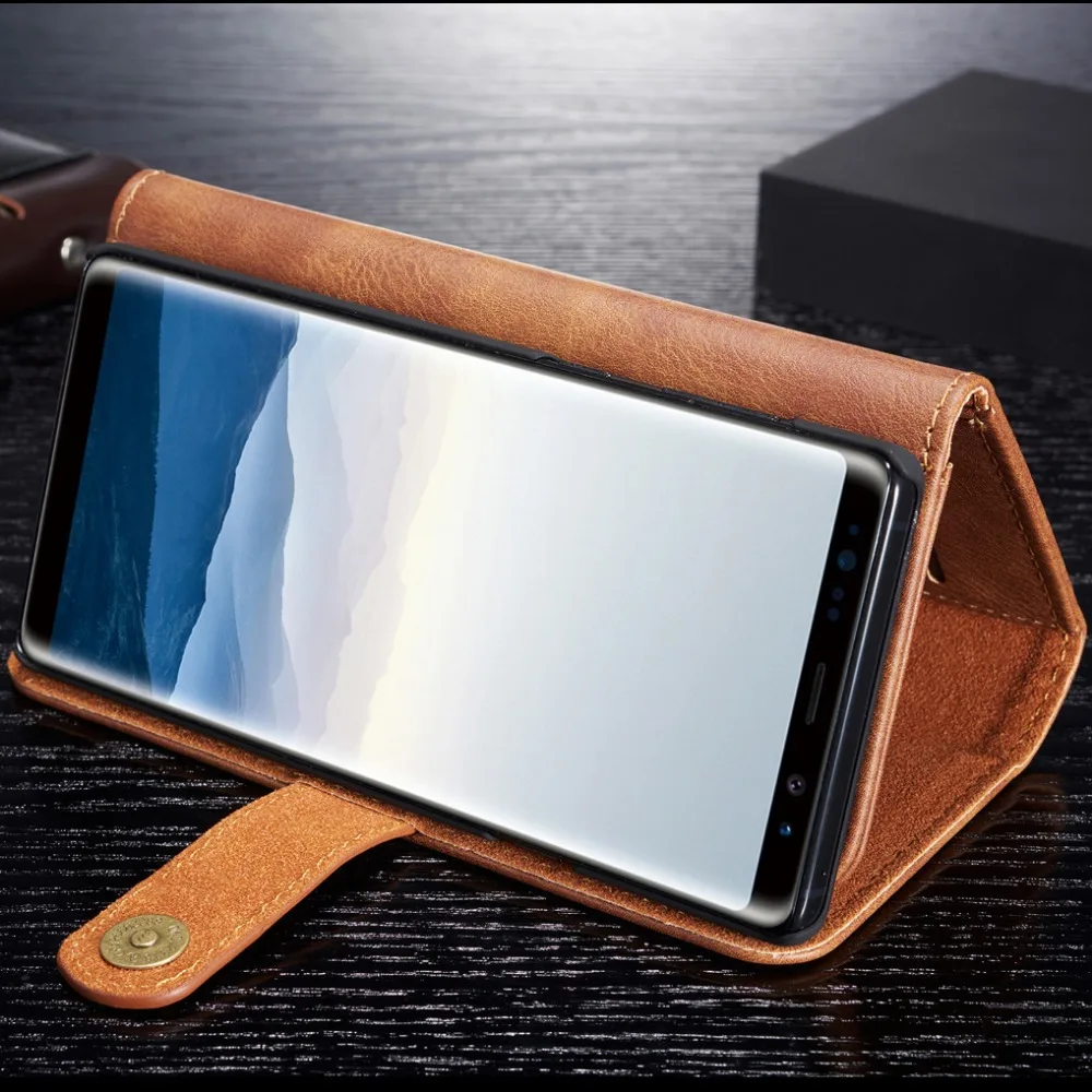 Чехол из натуральной кожи с откидной крышкой для samsung Galaxy S8 S9 S10 Plus Note 8 9 Tri-складной кошелёк Сумочка с магнитной застежкой