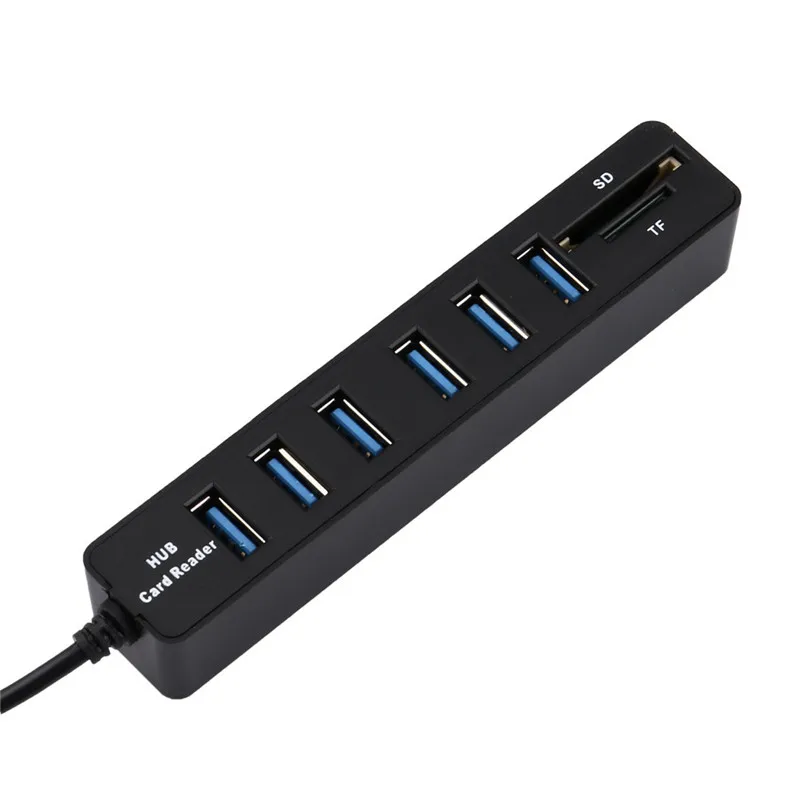 USB концентратор 2 в 1 комбо супер скорость 0 6 портов разветвитель + кардридер Jul20