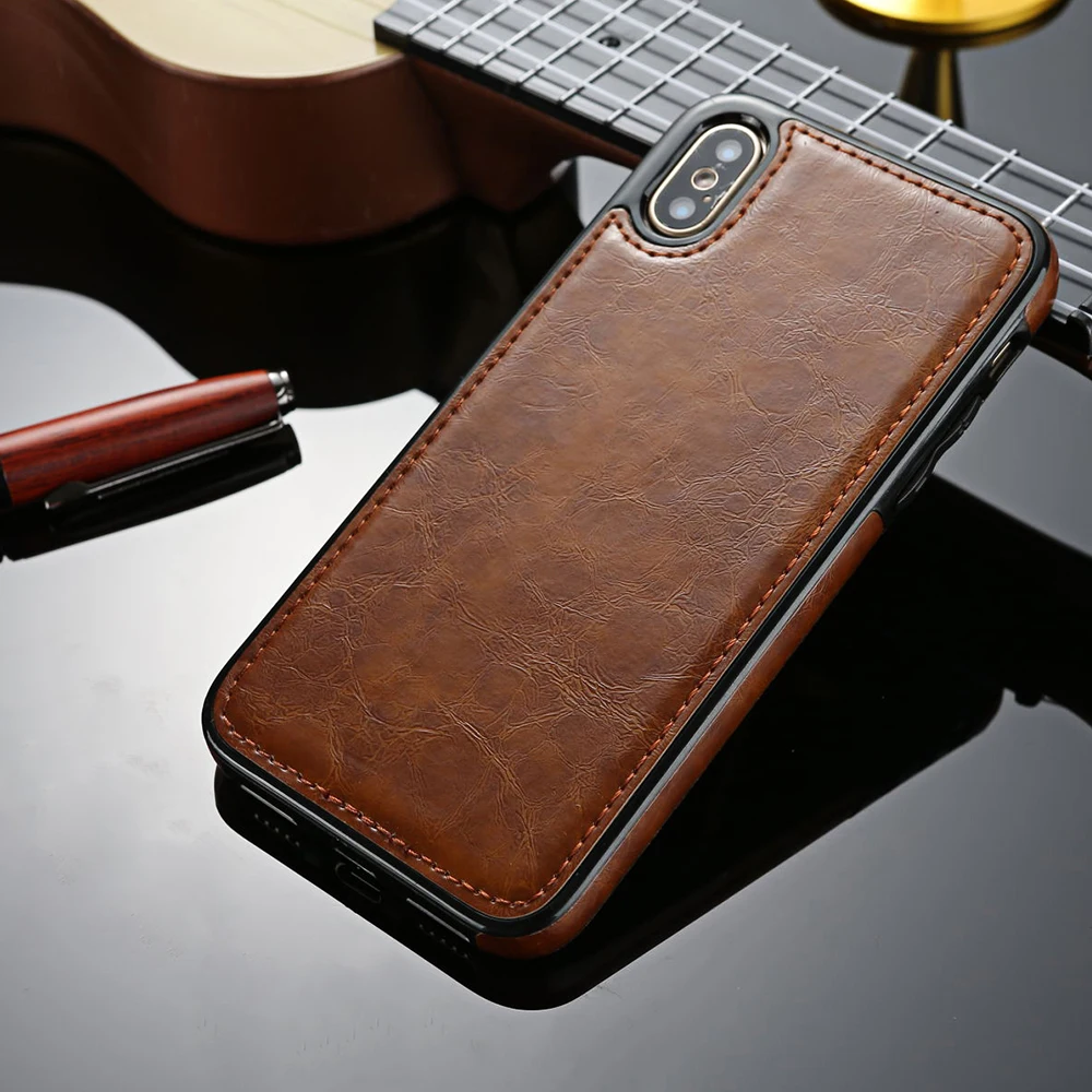 Luxury Vintage PU Leather Back Cover For iPhone 7 8 Plus XS Max XR Thin Case for iphone X 6 6S 5 5s SE |