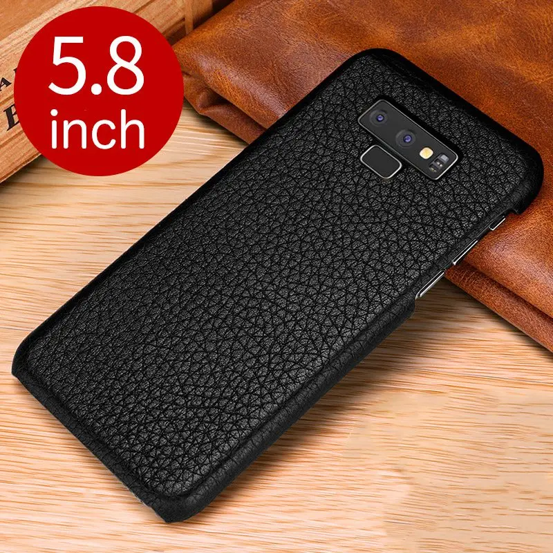 Первый слой из воловьей кожи, деловой чехол из натуральной кожи для samsung Galaxy Note 9 Note9, матовый чехол для телефона - Цвет: black