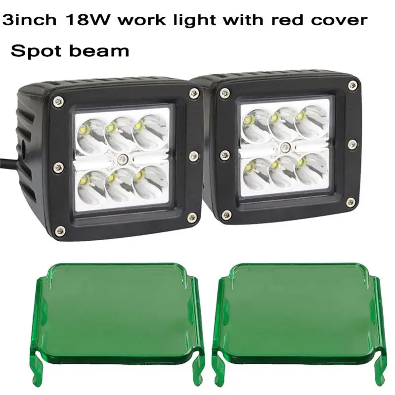 2pc 18W spot green 3 дюйма 18 Вт светодиодный рабочий светильник светодиодный бар внедорожный 4x4 atv точечный прожектор противотуманный светильник для мотоцикла Трактор Лодка внедорожный грузовик внедорожник - Цвет: 2pc 18W spot green